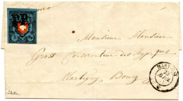 SUISSE - SBK 15 II LEGEREMENT TOUCHE EN BAS SUR LETTRE INCOMPLETE DE MARTIGNY - SIGNEE SCHELLER - 1843-1852 Timbres Cantonaux Et  Fédéraux