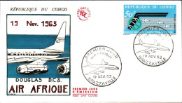 CONGO FDC 1963 DC 8 D'AIR AFRIQUE - FDC