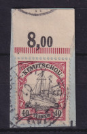 Dt. Kolonien Kiautschou 1901  40 Pf  Mi.-Nr. 11 Oberrandstück O Auf Briefstück - Kiautchou