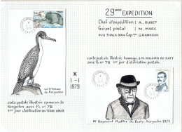 29e Expédition Terre Adélie - 2 CP TP N°76 - 78 - 1er Jour OB CàD Dumont D'Urville Teere Adélie - 1/1/79 - Covers & Documents