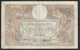 Billet 100 Francs Luc Olivier Merson - 16-6-1938 - Y.59764 -  843 - 100 F 1908-1939 ''Luc Olivier Merson''