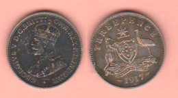 Australia 3 Pence 1917 Australie King Georgius V° Silver Coin  K 24 - Threepence