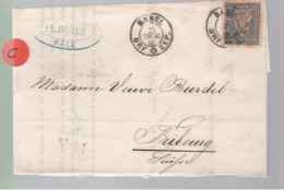 Un Timbre N° 31  10 C  Franco  Suisse  Sur Lettre  Cachet   Basel    Facture   1865   Destination Fribourg - Lettres & Documents