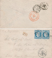 MTM159 - 1875 TRANSATLANTIC LETTER FRANCE TO USA Steamer WESER II NGL - PAID - Marcophilie