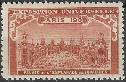 FRANCE ERINOPHILIE FAIR EXPOSITION UNIVERSELLE 1900 PARIS PALAIS L' ESPLANADE DES INVALIDES  Vignette CINDERELLA MNH** - 1900 – Paris (France)