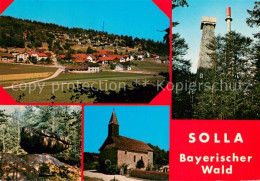 73670915 Solla Wald Fliegeraufnahme Aussichtsturm Stein Kirche Solla Wald - Freyung