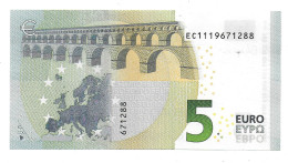 (Billets). 5 Euros 2013 Serie EC, E001G4 Signature Christine Lagarde N° EC 1119671288 UNC - 5 Euro