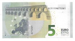 (Billets). 5 Euros 2013 Serie EC, E001G4 Signature Christine Lagarde N° EC 1119671261 UNC - 5 Euro