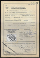 Belgium Parcel Stamp Sc. Q407 On Document C42 “Certificate For Obtaining A School Subscription” In Opwijk 25.08.83 - Documents & Fragments