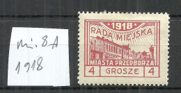 Poland Polen 1918 Przedborz Local Post Michel 8 A * - Ungebraucht