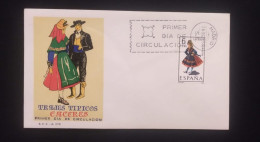 C) 1967, SPAIN, FDC, TYPICAL COSTUMES OF CÁCERES, XF - Cáceres