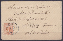 Env. Affr. N°28 (tarif Imprimé) Càd OSTENDE /30 DECE 188? Pour ARRAS Pas-de-Calais - 1869-1888 Lion Couché (Liegender Löwe)