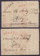 Lot De 2 L. Datées 1826 De ANVERS Pour ALBY (France) - Griffes [PAYS-BAS PAR GIVET], "ANTWERPEN" & "L.P.B.2.R." - Port " - 1815-1830 (Hollandse Tijd)