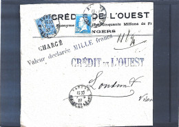 Lettre Chargée Du Crèdit De L'Ouest - Lettres & Documents