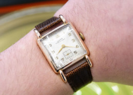 Watches :  JENCO MAN TANK DIAMOND SHAPED CRYSTAL ' FANCY LUGS ' Art Deco - Original - Running - 1930 's - Orologi Di Lusso