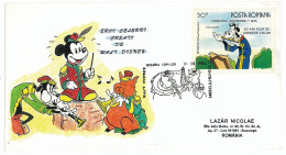 COV 34 - 1108 Mickey Mouse, Romania - Cover - Used - 1993 - Cartas & Documentos