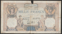 Billet 1000 Francs - Type Ceres Et Mercure - 26 Janvier 1939 - N.5778 - 750 - 1 000 F 1927-1940 ''Cérès Et Mercure''