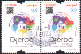 2022- Tunisie- 18ème Sommet De La Francophonie, Djerba 2022 -  Paire Obli - Autres & Non Classés