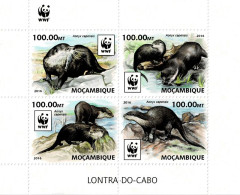 MOZAMBIQUE 2016 Mi 8884-8887 WWF OTTER MINT MINIATURE SHEET ** - Rodents