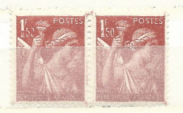 FRANCE N+ 652 1F50 ROUGE BRUN TYPE IRIS 1F50 TEINTE PAIRE NEUF SANS CHARNIERE - Neufs