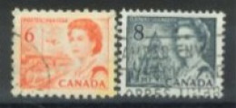 CANADA - 1967, QUEEN ELIZABETH II NORTHERN LIGHTS & DOG TEAM STAMPS SET OF 2, USED. - Gebraucht