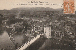 ZY 21-(09) ST GIRONS - VUE PANORAMIQUE , TRIBUNAL ET PONT VIEUX - CHAPELLERIE GABIGNAUD - 2 SCANS - Saint Girons