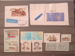 Sweden Svezia Lot 12 Stamps (2 Fragment) Travelled Till 2024 - Oblitérés