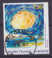 Greenland 2010 Mi. 552, 7.50 (Kr) Zeitgenössische Kunst Art Sonne : Gemälde Von Miki Jacobsen Deluxe QAANAAQ Cancel - Gebruikt