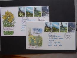 GREAT BRITAIN SG 1079-82 WILD FLOWERS FDC  2 DIFFERENT  - Unclassified