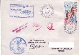 FSAT TAAF Marion Dufresne. 01.11.95 Kerguelen Campagne Oceanographique MD 102 Antares III - Lettres & Documents