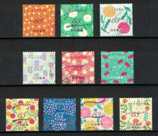 JAPAN 2022 FLOWERS IN DAILY LIFE S2 FLOWERS DESIGN PATTERNS 63 YEN 10 STAMP USED (**) - Gebraucht