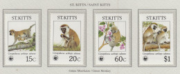 St. KITTS 1986 WWF Animals Mi 184-187 MNH(**) Fauna 727 - Singes