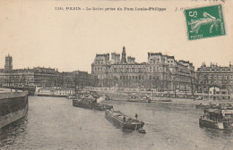 AA+ 101-(75) LA SEINE PRISE DU PONT LOUIS PHILIPPE , PARIS - PENICHES - Die Seine Und Ihre Ufer