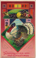 AA+ 129- THANKSGIVING  GREETINGS - DINDE , FRUITS - CARTE GAUFREE - DORURE - Giorno Del Ringraziamento