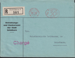 1933 Schweiz, R-Brief (FraMA)  Solothurn + HELVETIA P 30 1190, Betreibungs U. Konkursamt Der Stadt Solothurn - Postage Meters