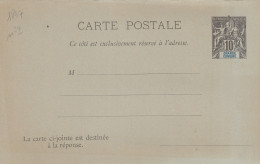 Grande Comore Colonies Francaise Entier Postes 10 C. Carte - Lettre Réponse - Covers & Documents