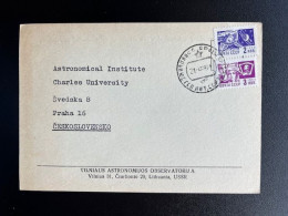 RUSSIA USSR 1969 POSTCARD VILNIUS TO PRAGUE PRAHA 21-04-1969 SOVJET UNIE CCCP SOVIET UNION ASTRONOMY - Storia Postale