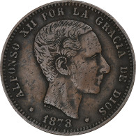 Espagne, Alfonso XII, 10 Centimos, 1878, Barcelona, Cuivre, TTB, KM:675 - Erstausgaben