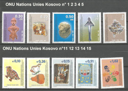 ONU Nations Unies Kosovo Timbres Neufs ** N°1 2 3 4 5 Et  11 12 13 14 15  Années 2000 Et 2002 - Unused Stamps