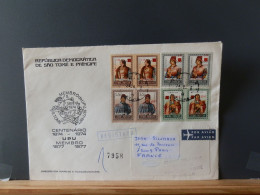 GROOT FORMAAT  LOT89  LETTRE POUR LA FRANCE  1977 - St. Thomas & Prince