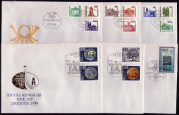 3344-3365 DDR-Jahrgang 1990 DM-Währung Komplett Auf 10 Blanko-Schmuck-FDCs - Collezioni Annuali