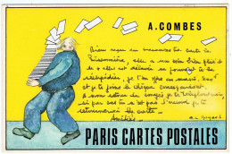 Carte Publicitaire, " Paris Cartes Postales "  / A. Combes / Ill. Mogard ( Style Folon ) - Folon