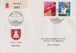 1981 Schweiz R-Brief Zum:CH 654+655, Mi:CH 1197+1198, Trachtenpaar+Steinstosser, EUROPA Stempel: 2545 SELZACH - Lettres & Documents