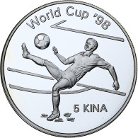 Papouasie-Nouvelle-Guinée, 5 Kina, World Cup France 1998, 1997, BE, Argent, FDC - Papua New Guinea