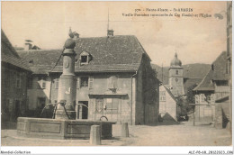 ALE2P8-68-0149 - Haute-alsace - ST-AMARIN - Vieille Fontaine Surmontée Du Cop Gaulois Et L'église  - Saint Amarin