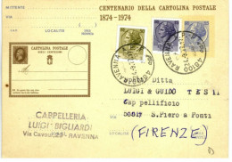 X1799)  RAVENNA  S.PIETRO A PONTI FIRENZE CARTOLINA POSTALE PUBBLICITARIA STORIA POSTALE  REPUBBLICA L.55 + L.15+L.50 - Ravenna