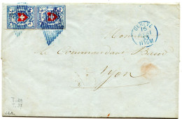 SUISSE - SBK 17II  5 RAPPEN BLEU SUR LETTRE DE GENEVE POUR NYON, 1853  - SIGNEE SCHELLER - 1843-1852 Timbres Cantonaux Et  Fédéraux