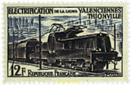 61355 MNH FRANCIA 1955 ELECTRIFICACION DE LA LINEA VALENCIENNES-THIONVILLE - Sonstige & Ohne Zuordnung