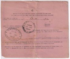 Administration De Malai, Advise Of Delivery, Singapore To India Delivery Postmark 1932, Malaya, (Cond., Folded), As Scan - Singapore (...-1959)