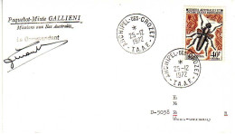 FSAT TAAF Pli Navire Ravitailleur. Paquebot Gallieni. 25.12.1972 Crozet. Insecte - Covers & Documents